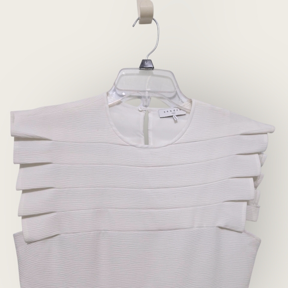 Sandro Paris White Laurena Mini Dress Size 38/US 6 Pleated Ruffle EUC - Picture 5 of 16